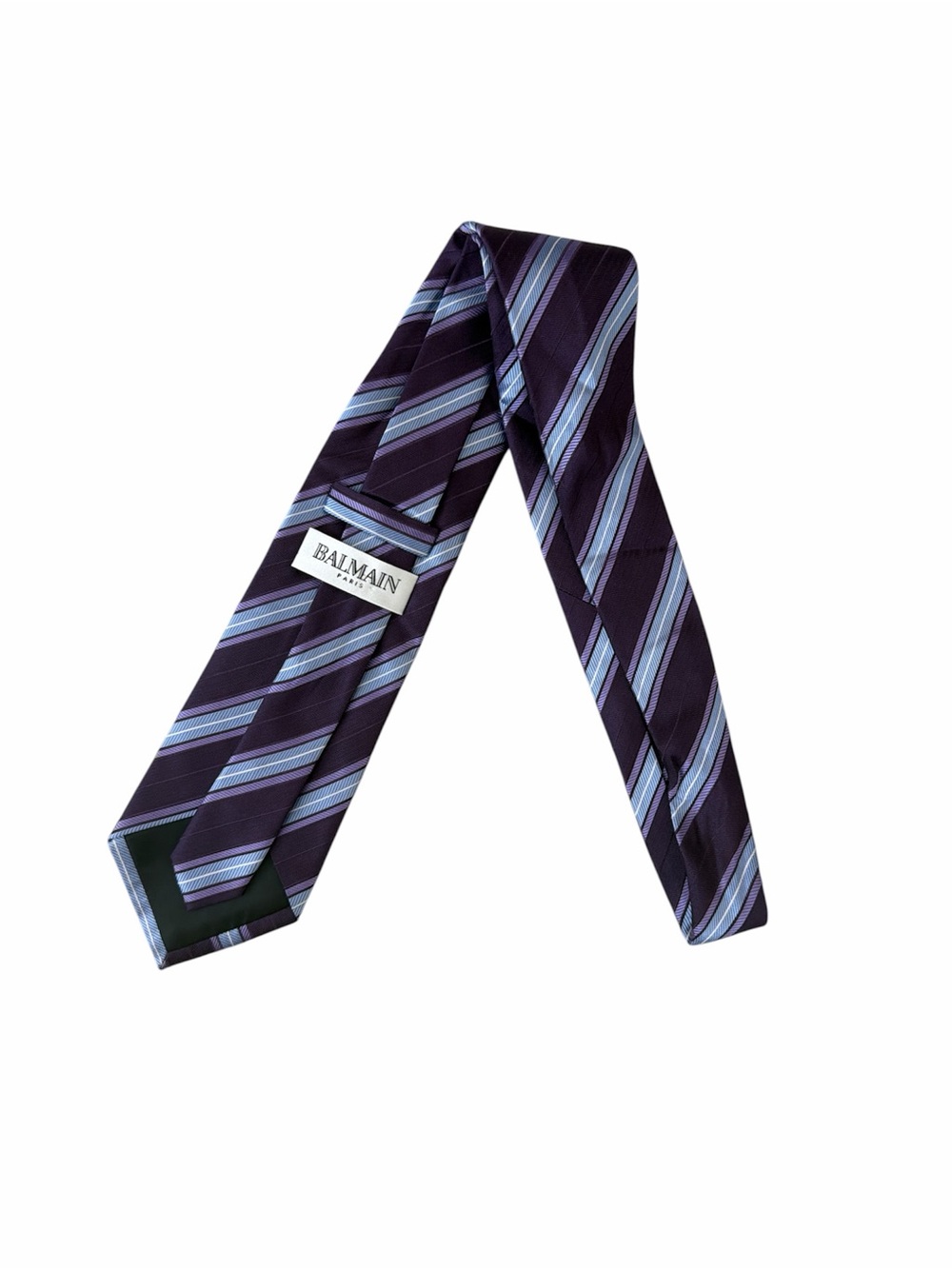 VINTAGE Balmain Men's Purple Stripe Silk Tie